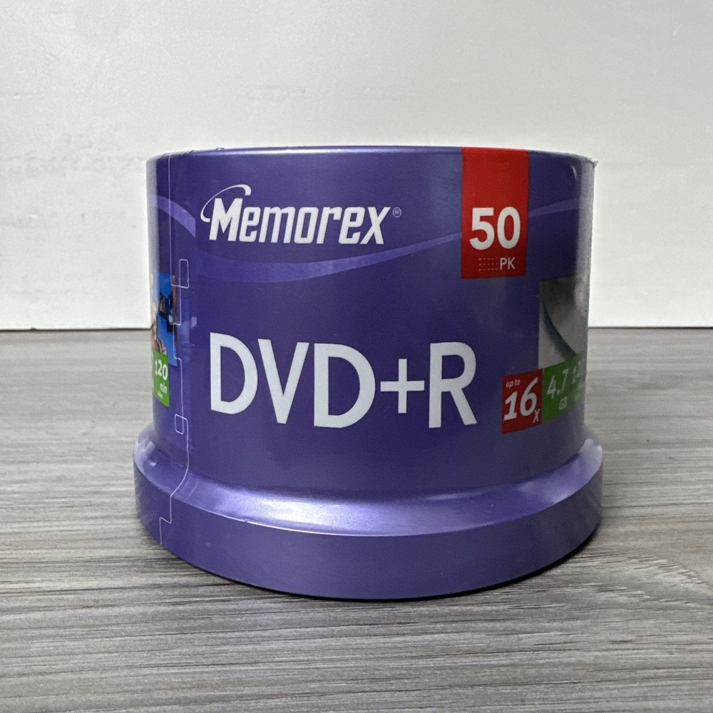 Memorex DVD+R 16x 4.7GB 120 min 50 Pk Spindle Blank Discs Media Disks‎ NEW